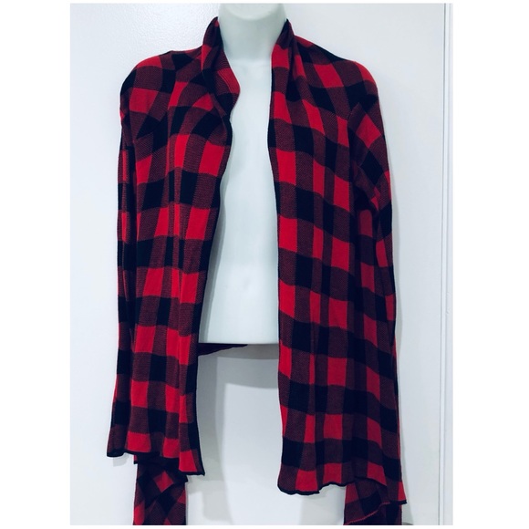 MUDD RAYON PLAID WATERFALL  COLLAR TOP.SIZE XS - Picture 2 of 7